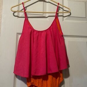 Vintage Havana Pink flowy bodysuit tank